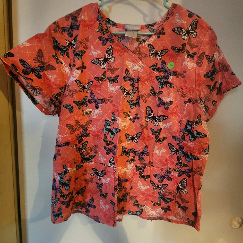 Scrubstar Women's Short Sleeve Top - Butterfly Print